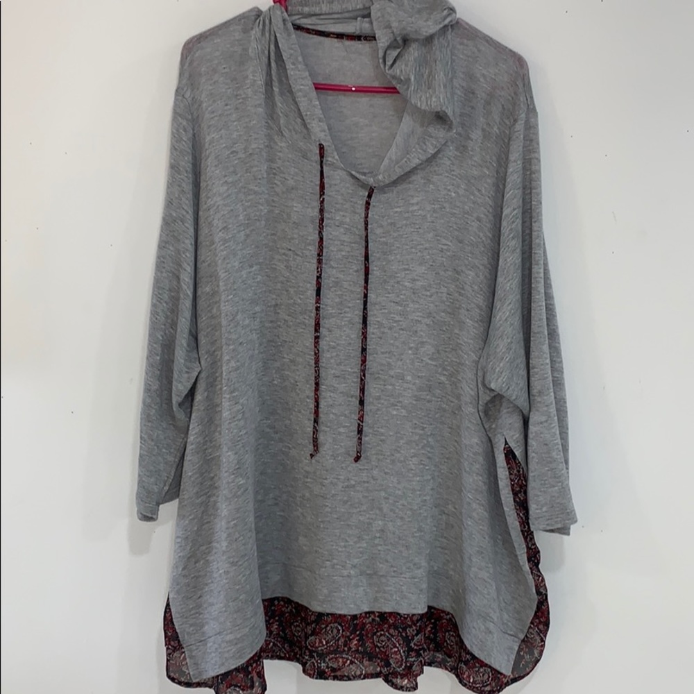 Avenue Gray Hooded Sweatshirt with Paisley Trim